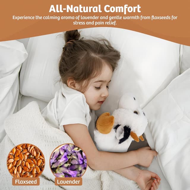 Detalle de Marysun Microwaveable Heated Cow Stuffed Animal – weighted plush heating pad gift