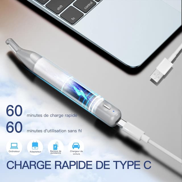 Detalle de HEBECA tondeuse nez et oreilles 2 en 1 rechargeable étanche argent