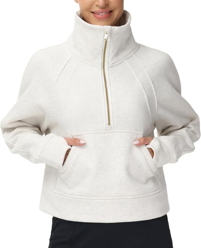 Detalle de THE GYM PEOPLE Half Zip Fleece Crop