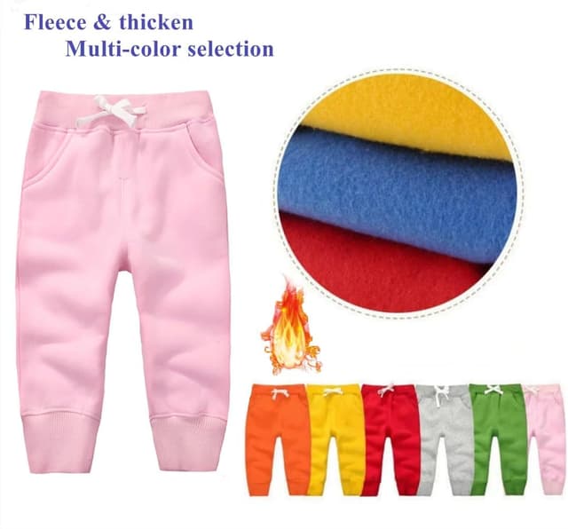 Detalle de CuteOn unisex kids elastic waist cotton warm trousers (baby pants) for 1–5 years