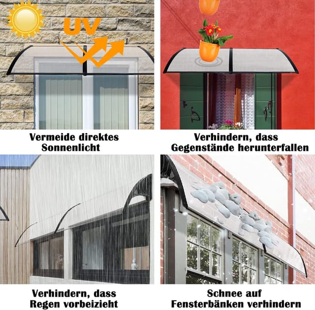 Detalle de Gimisgu tettoia per porta di casa 200 x 100 cm ad arco in policarbonato trasparente da esterni