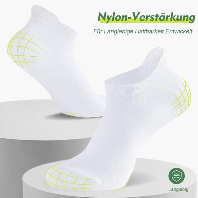 Detalle de SockWaddles 10 Paar Sneaker Socken für Herren & Damen – atmungsaktive Baumwoll-Kurzsocken (schwarz/weiß/grau)