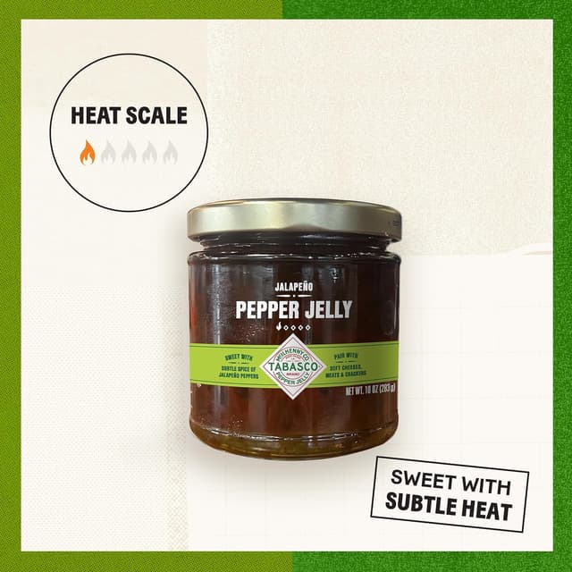 Detalle 2 de TABASCO Pepper Jelly Jalapeño (süß-mild) – vegane, glutenfreie süße Paprika-Chili-Marmelade mit Jalapeños im 283-g-Glas