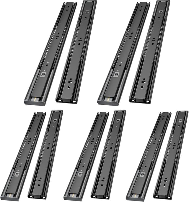 Detalle de AOLISHENG 5 Pairs Soft Close Drawer Runners (Side Mount, 400mm, 45kg) – Full Extension Ball Bearing Slides