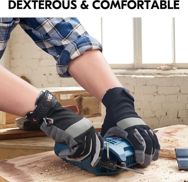 Detalle de Vgo... Safety Work Gloves Touchscreen (SL7584) – Black, Multi-purpose utility gloves for light to medium duty work