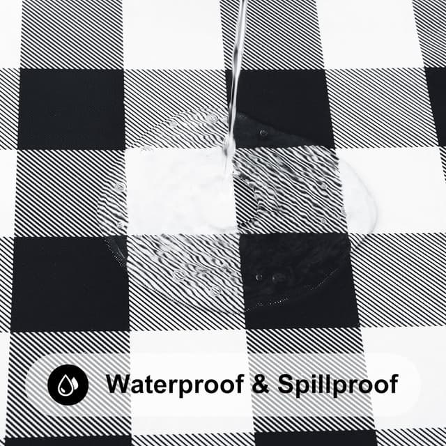 Detalle de Smiry Rectangle Picnic Table Cloth (Elastic, Waterproof Fitted Vinyl) — Black and White, 30" x 72