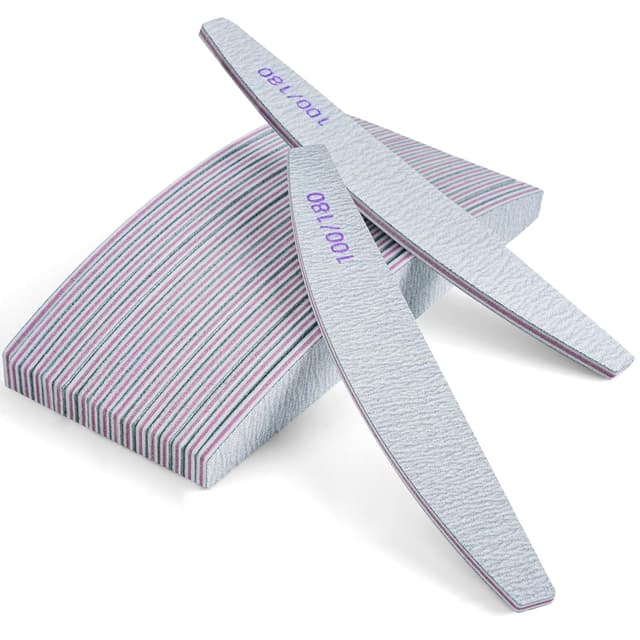 Detalle de 20er-Set doppelseitige Nagelfeilen 100/180 für Gel- und Naturnägel (weiß) – waschbar, wiederverwendbar