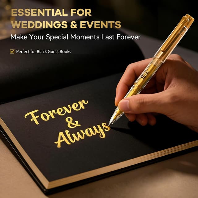 Detalle de SUIN Or Argent Gel blanc – stylos gel métalliques pour surligneurs, pointe fine 1,0 mm (lot de 3 paquets)