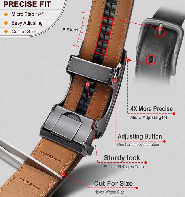 Thumbnail 2 de BULLIANT Men's Leather Ratchet Belt 1 3/8"