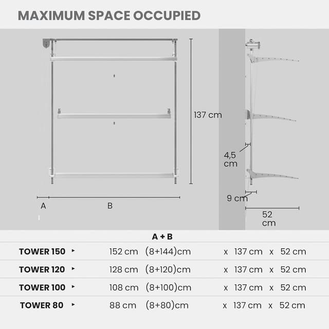 Detalle 1 de foxydry Tower Wandwäschetrockner 108 cm