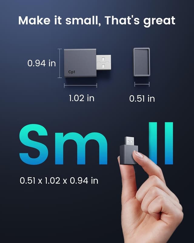 Detalle de YJLUUJL Wireless CarPlay Adapter for iPhone (Plug & Play, 5.8 GHz WiFi + Bluetooth 5.3) — for Cars from 2016