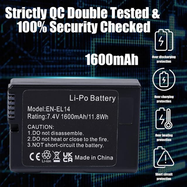 Detalle 2 de EN-EL14 7.4V 1600mAh replacement battery