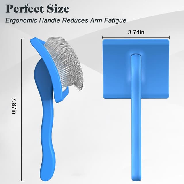 Detalle de 2-Pack Slicker Brush & Stainless Steel Comb for Dogs (Extra-Long Pins) — Goldendoodles, Poodles & Labradoodles (Blue, Large)