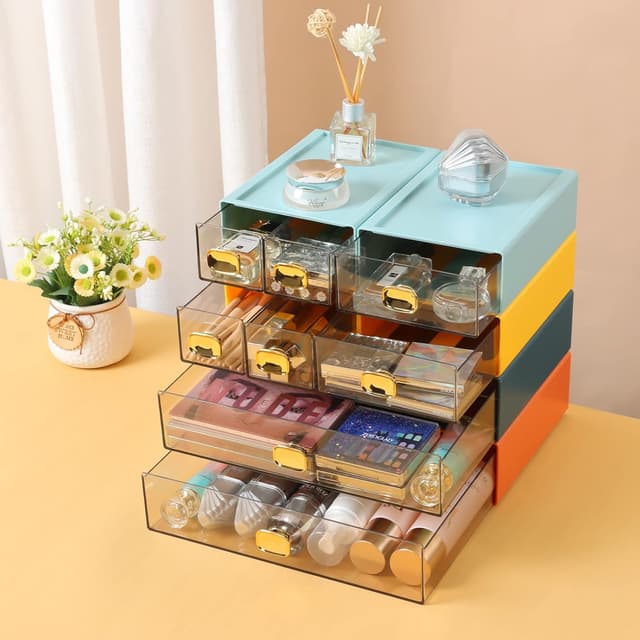 Thumbnail 6 de OSteed Office Desk Organiser Drawers (Stackable Desktop Storage) – 4 Small A4 Plastic Drawers