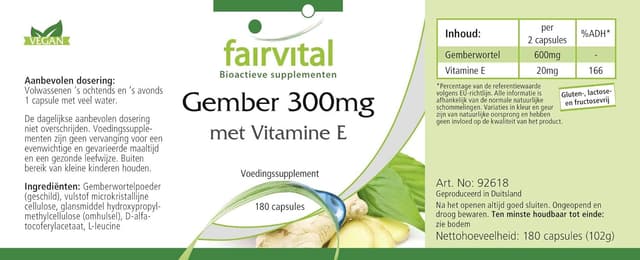 Thumbnail 6 de Fairvital Jengibre 300mg con Vitamina E - Vegan, 180 Cápsulas