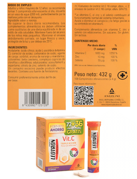 Thumbnail 1 de Leotron Vit C 72+36 Comprimidos 108 cápsulas