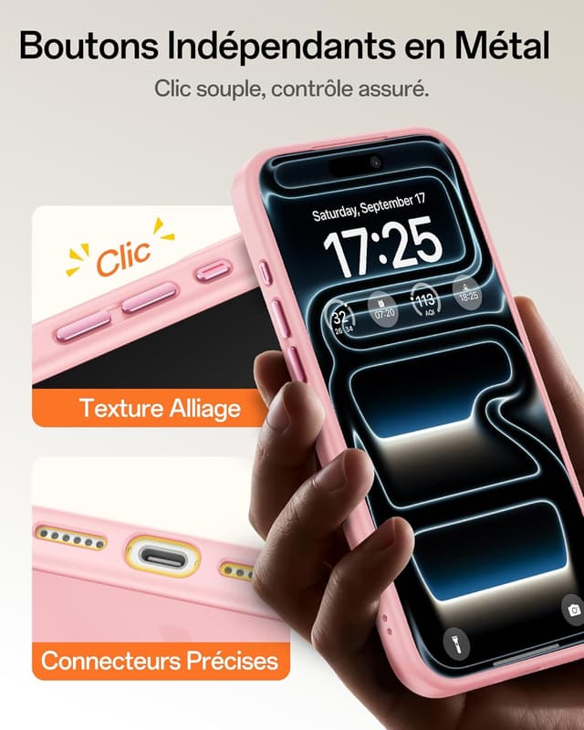 Thumbnail 6 de UNBREAKcable coque magnétique MagSafe pour iPhone 17 Pro Max (6,9 pouces) – protection intégrale photo, rose