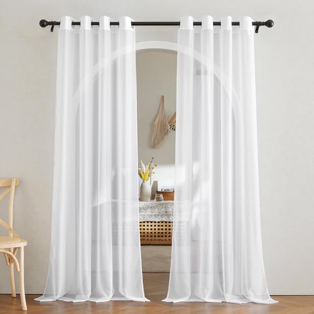 Detalle de NICETOWN White Sheer Curtains 84 in 🪟