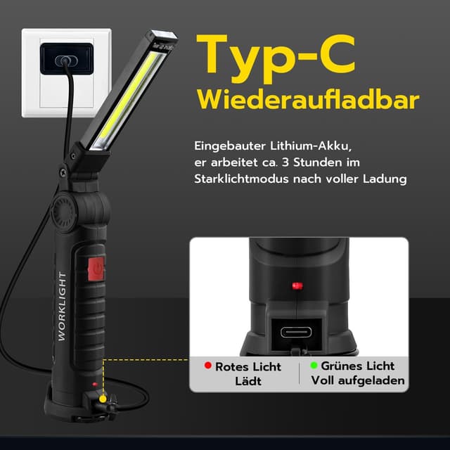 Detalle de Tolesum COB Arbeitsleuchte Typ C 1200 mAh