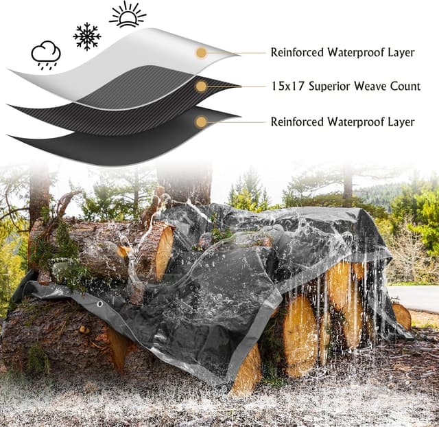 Detalle 2 de AROIC 10x20FT Heavy Duty Waterproof Tarps (16 Mil) – Tear-Resistant, UV-Resistant Multipurpose Cover
