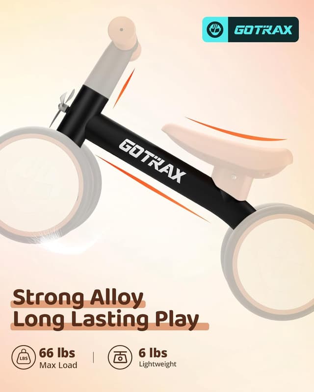 Detalle 2 de Gotrax Baby Balance Bike (1–2 Years) with 7" Silent Wheels, Soft Seat & Quick 2-Min Assembly (Black)