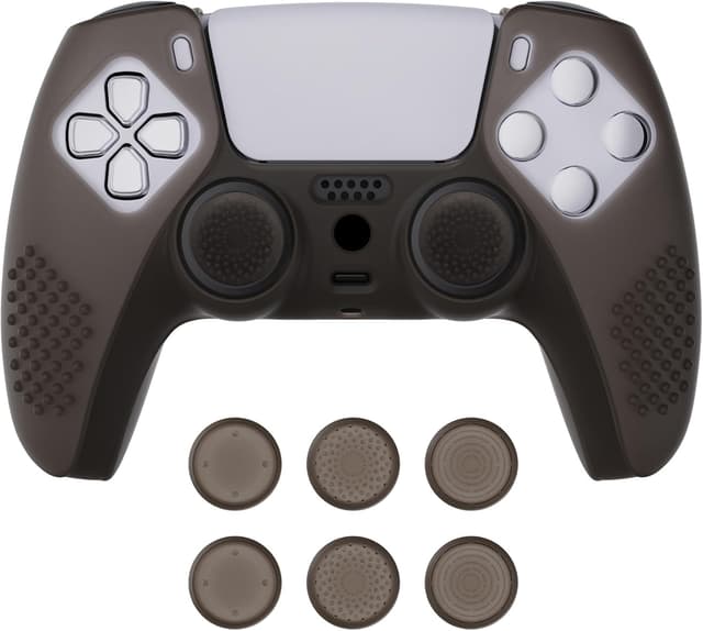 Detalle de eXtremeRate PlayVital Clear Black 3D Studded Silicone Case for PS5 Controller