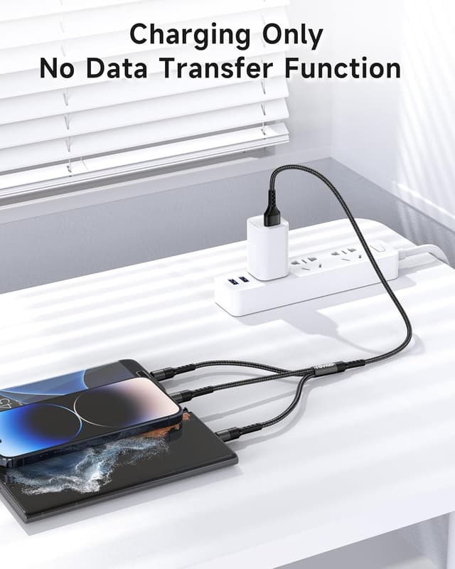 Detalle de RAVIAD Multi USB Kabel 3‑in‑1 (0,5 m) Universal Ladekabel in Schwarz