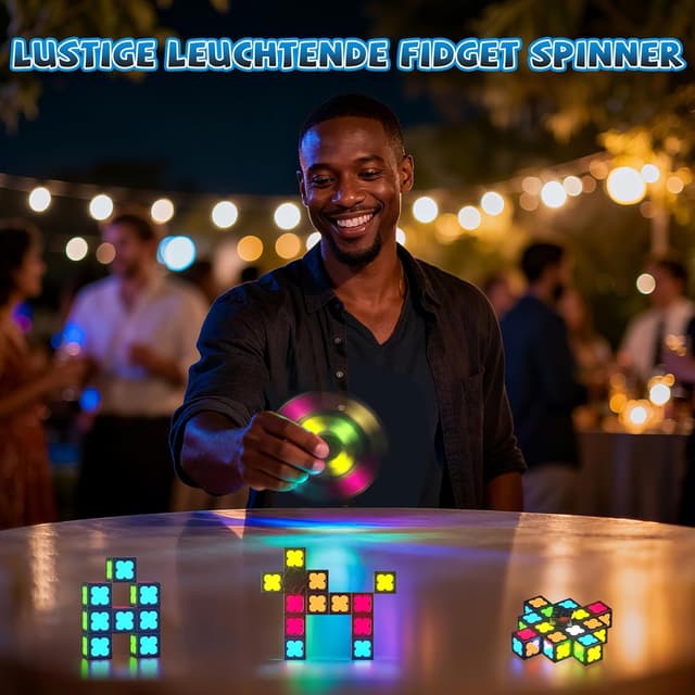Detalle de Magnetische Fidget Toys für Kinder, Teenager und Erwachsene – Leuchtender Fidget Spinner mit 12 Magnetmodulen