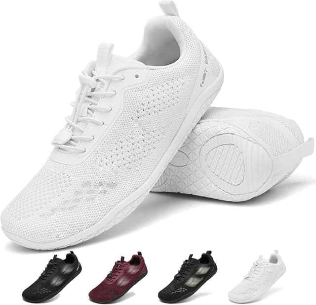 Detalle de Geweo Barfußschuhe Sneaker mit breiter Zehenbox, Zero-Drop-Sohle und atmungsaktivem Sommer-Obermaterial