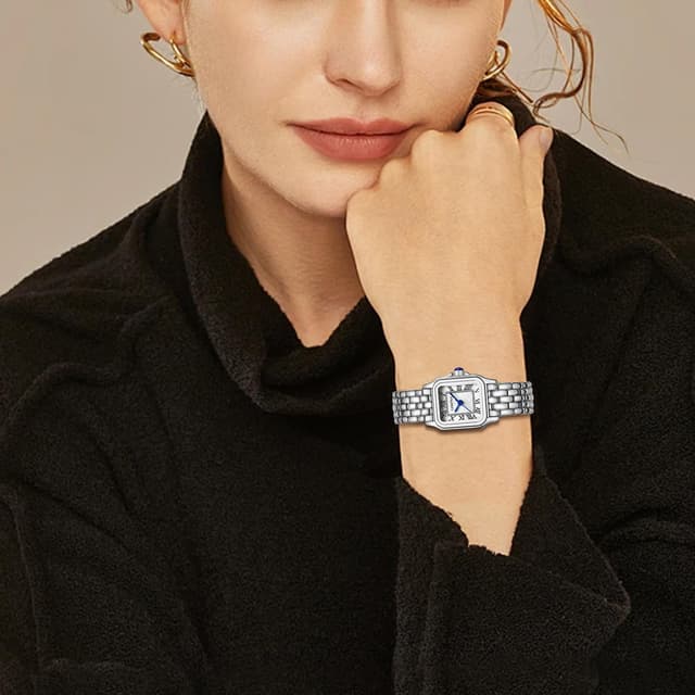 Thumbnail 6 de CHEETAH Orologio da donna piccolo analogico al quarzo con bracciale vintage, cassa rettangolare e quadrante numeri romani