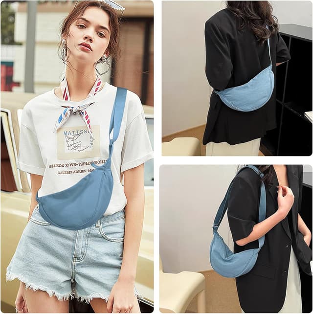 Detalle 2 de GoPaw Crescent Bag for Women: nylon half moon crossbody with adjustable strap