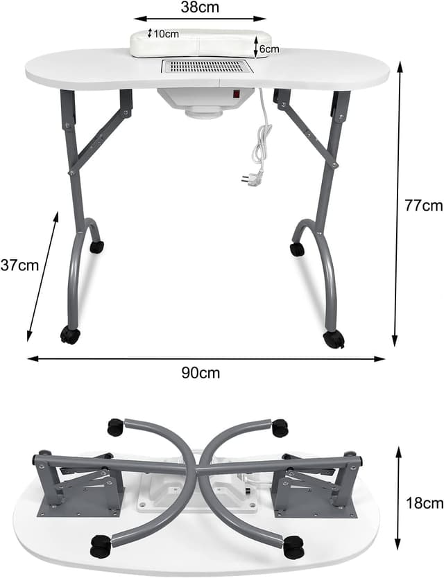 Detalle de YRHome table de manucure pliable 98 x 44 x 77