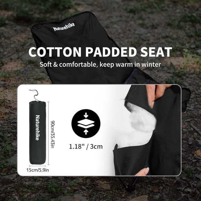 Detalle 2 de Naturehike Sea Star faltbarer Campingstuhl (gepolstert, XXL) mit Tasche – hochlehner Relaxsessel für Garten & Outdoor