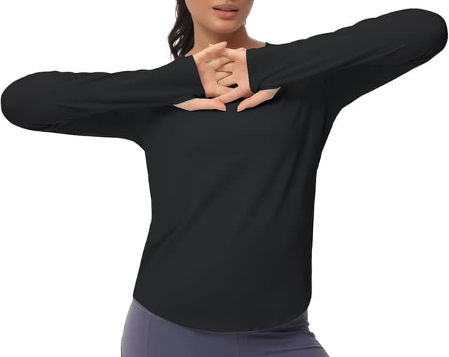 Detalle de THE GYM PEOPLE Women’s Long Sleeve Workout Shirts with Thumb Holes