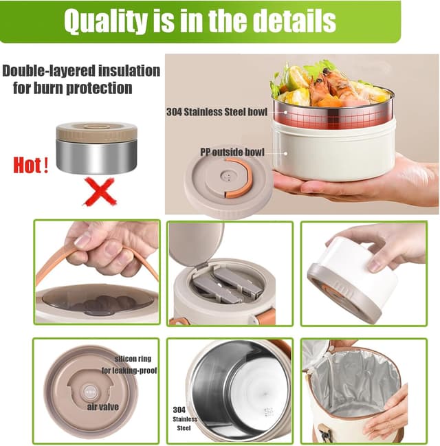 Thumbnail 6 de 67oz Thermo 2L 3‑Layer Hot Food Jar 🍱