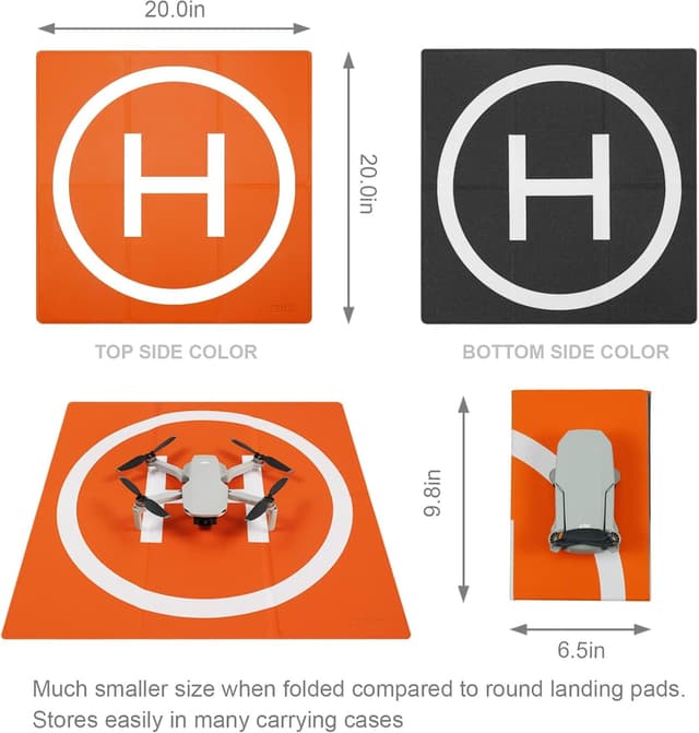 Detalle de SYMIK LP500 faltbarer Drohnen-Landeplatz (20 Zoll / 50 x 50 cm) – wasserdichtes PU, doppelseitig