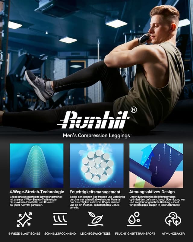 Thumbnail 4 de Runhit Men’s Running Leggings 1/3 Pack