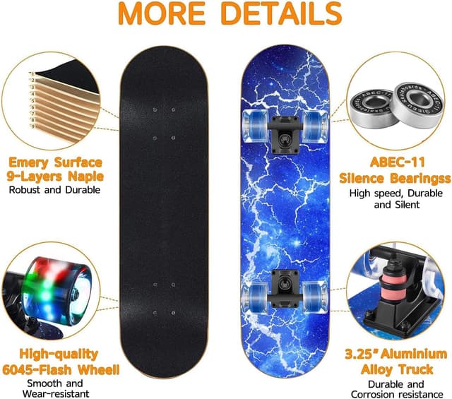 Detalle de GIEEU Skateboard 22 Zoll für Anfänger