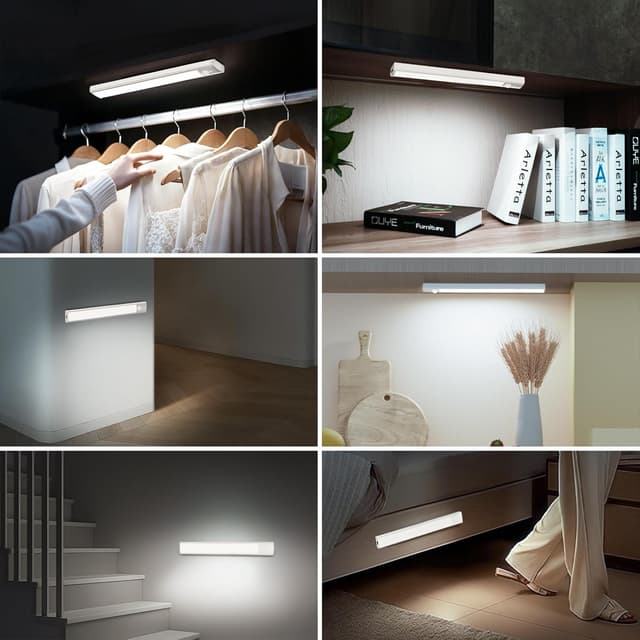 Detalle de daphomeu 5 Pack 30cm Rechargeable Under Cupboard Lights with Motion Sensor (Type-C)