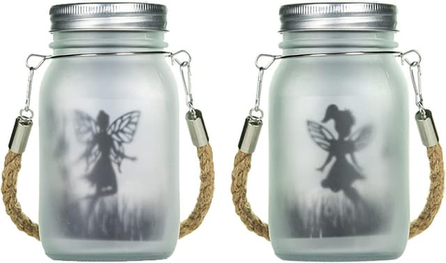 Detalle 2 de BXROIU 2 Pack Solar Jar Lights with Hanging Fairy Lantern Strings (Warm White)