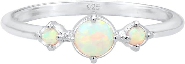 Detalle 2 de Elli Ring Damen Band Geo Vintage Trend mit synthetischem Opal aus 925 Sterling Silber