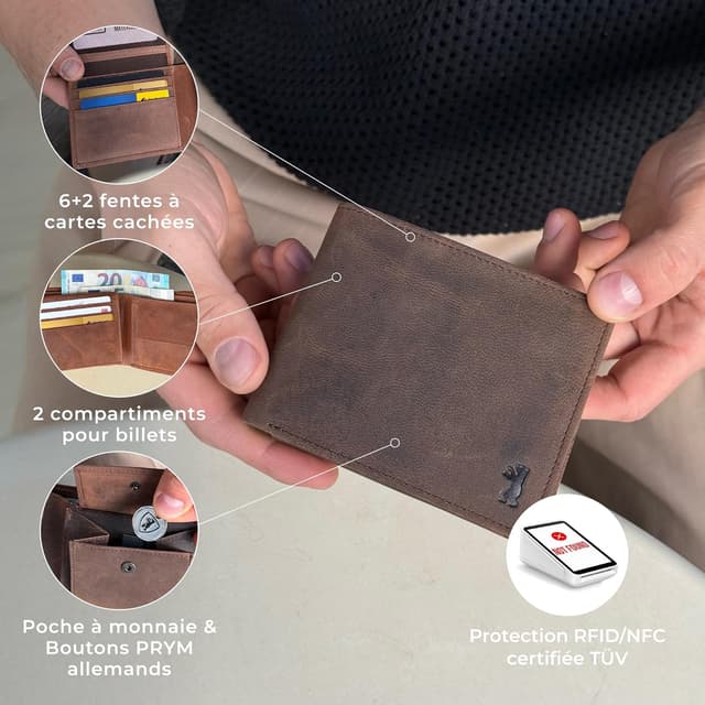 Detalle 2 de Berliner Bags Peter porte‑feuille cuir compact avec RFID