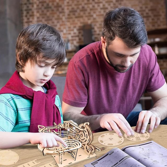 Thumbnail 5 de 3D Wooden Puzzles Hand Cranked Marble Run 🧩