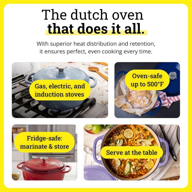 Detalle de Lodge Essential Enamel Cast Iron Dutch Oven (6 Quarts) in Island Spice Red