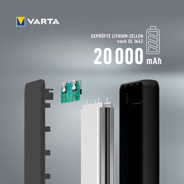 Detalle de VARTA Power Bank 20000mAh 🌿 Cargador portátil 4 puertos