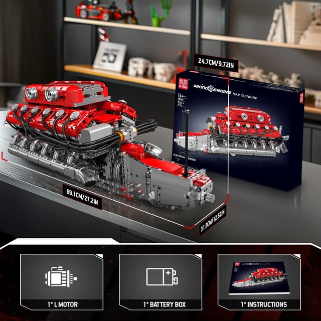 Thumbnail 6 de Mould King 10169 Technik V12 Motor – Motorbausatz mit 12 Zylindern (3.472 Teile)