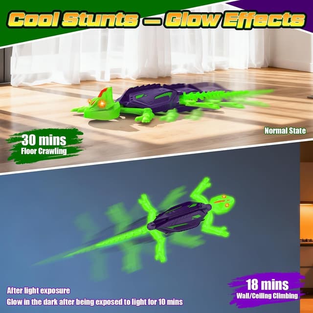 Detalle de Goody King Gecko King Gecko Wandflitzer – ferngesteuertes Kletter- und Boden-Spielzeug mit 360°-Drehung