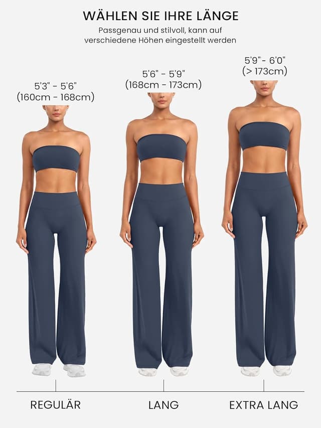 Detalle de ZAAYO Nahtlose Straight-Leg Leggings Damen mit hoher Taille (Schlaghose) fürs Yoga & Gym