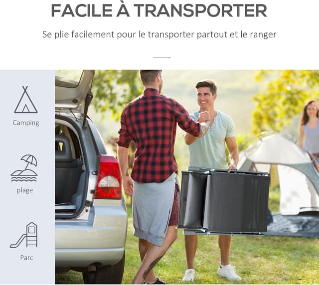 Thumbnail 6 de Outsunny Bain de Soleil Pliable 7 Positions Gris