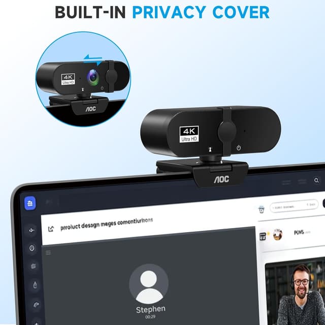 Thumbnail 4 de AOC 4K PC Webcam with Microphone